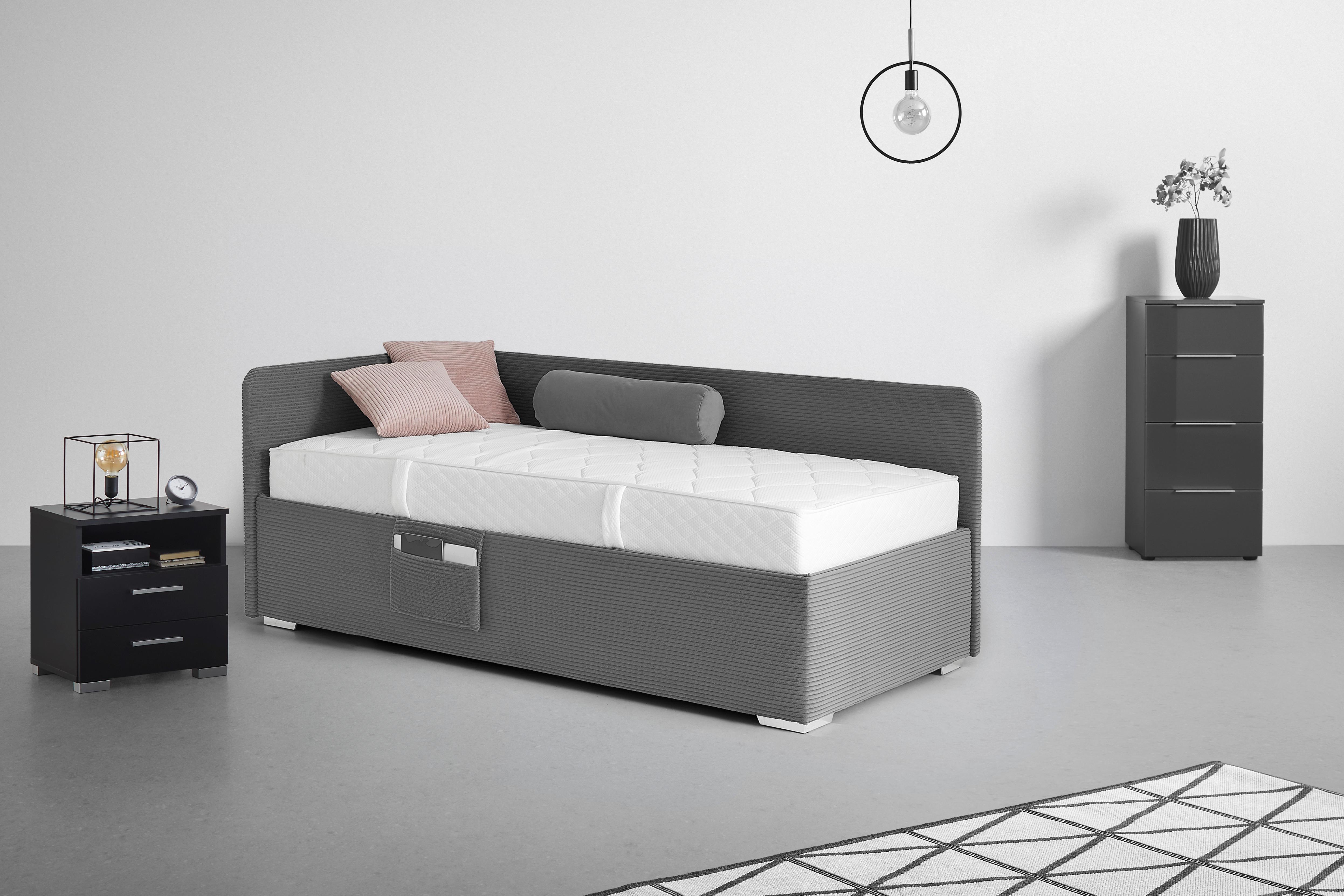 Krevet Remi - siva/prirodne boje, Konvencionalno, drvo/tekstil (140/200cm) - Based