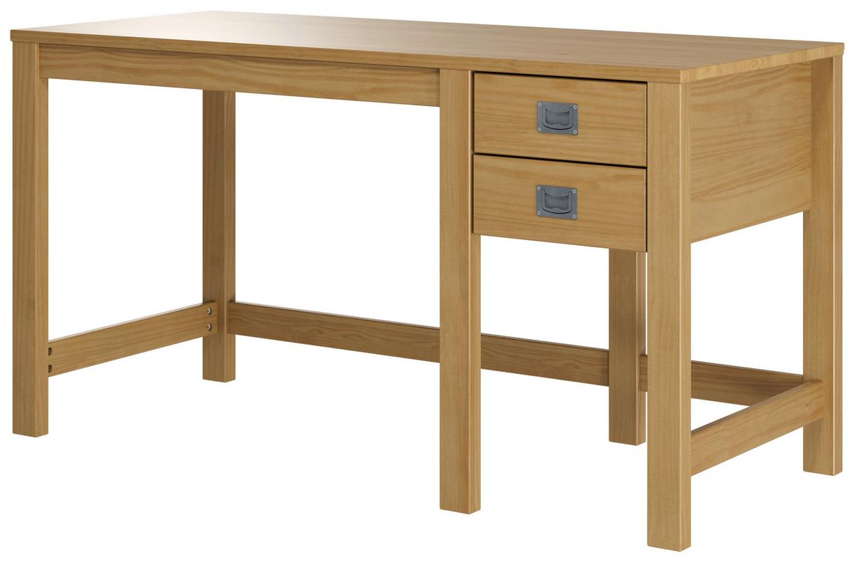 BIURKO ETERNO - kolor srebrny/kolor naturalny, Natur, materiał drewnopochodny/metal (140/60/75cm) - Livetastic