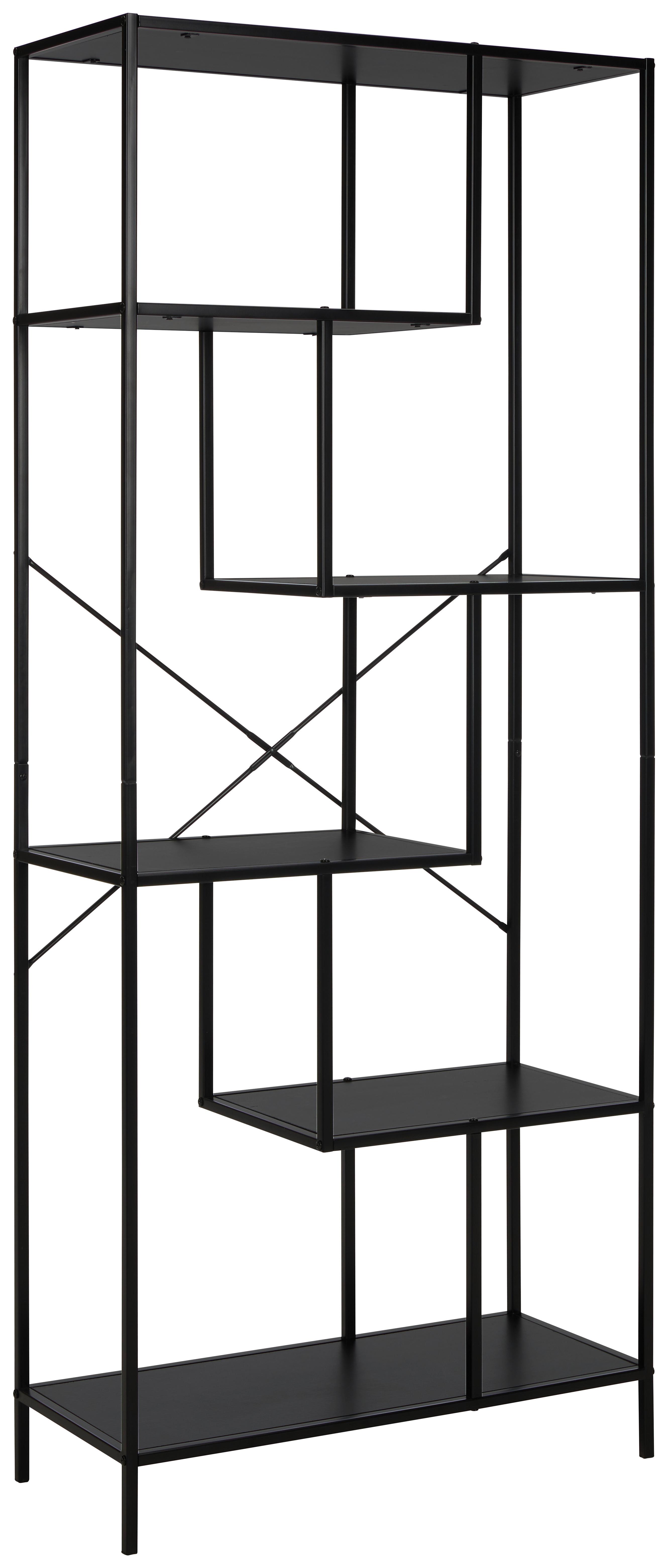 Regal in Schwarz/Naturfarben - Schwarz, MODERN, Holzwerkstoff/Metall (77/185/33,2cm) - Mömax