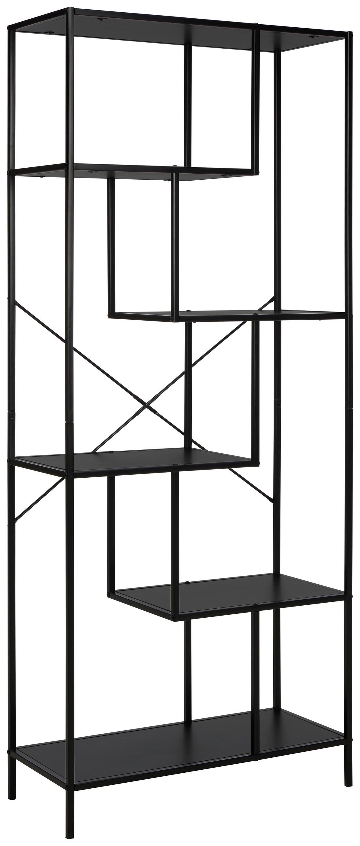 Regal in Schwarz/Naturfarben - Schwarz, Modern, Holzwerkstoff/Metall (77/185/33,2cm) - Mömax