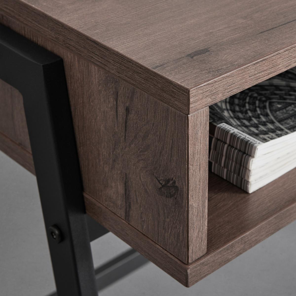 Schreibtisch Lena Nuss MDF ca. 110x50 cm - Nussbaumfarben/Schwarz, MODERN, Metall (110/50/96cm) - Bessagi Home