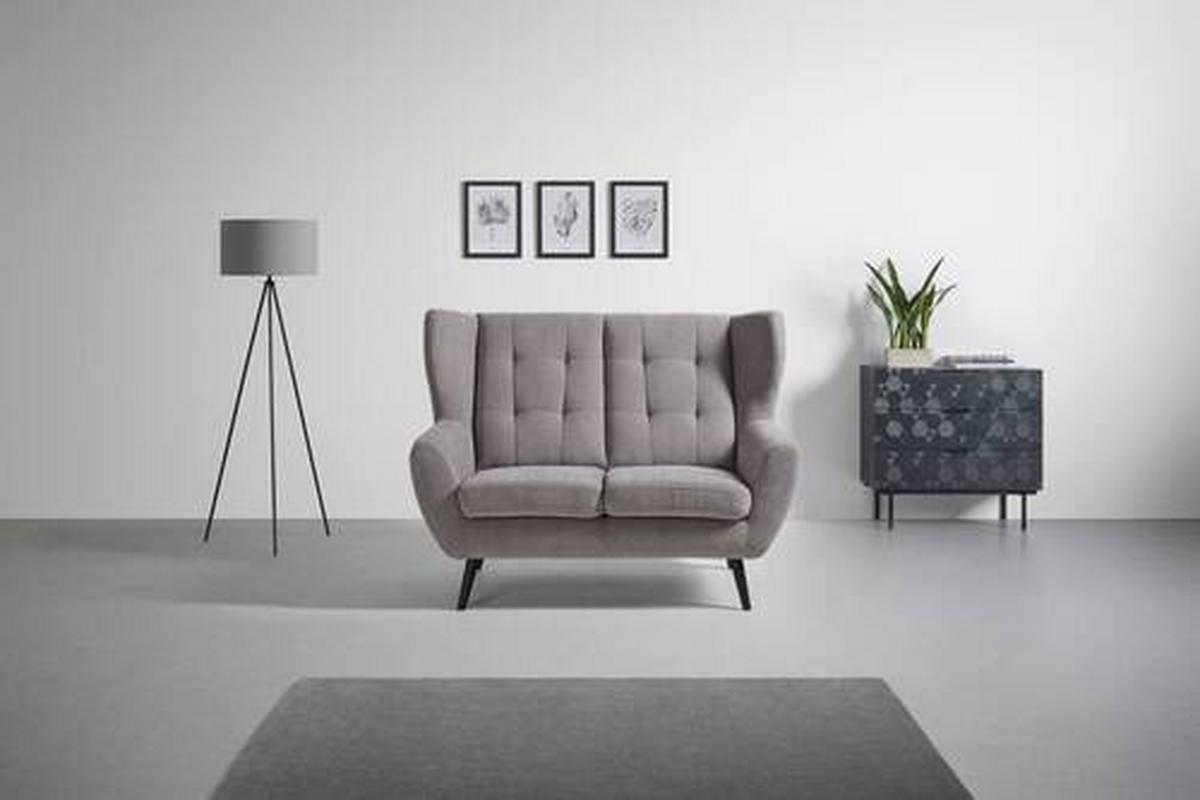 Canapea cu 2 locuri HELSINKI - gri închis/gri, Modern, lemn/textil (140/102/90cm) - Mömax