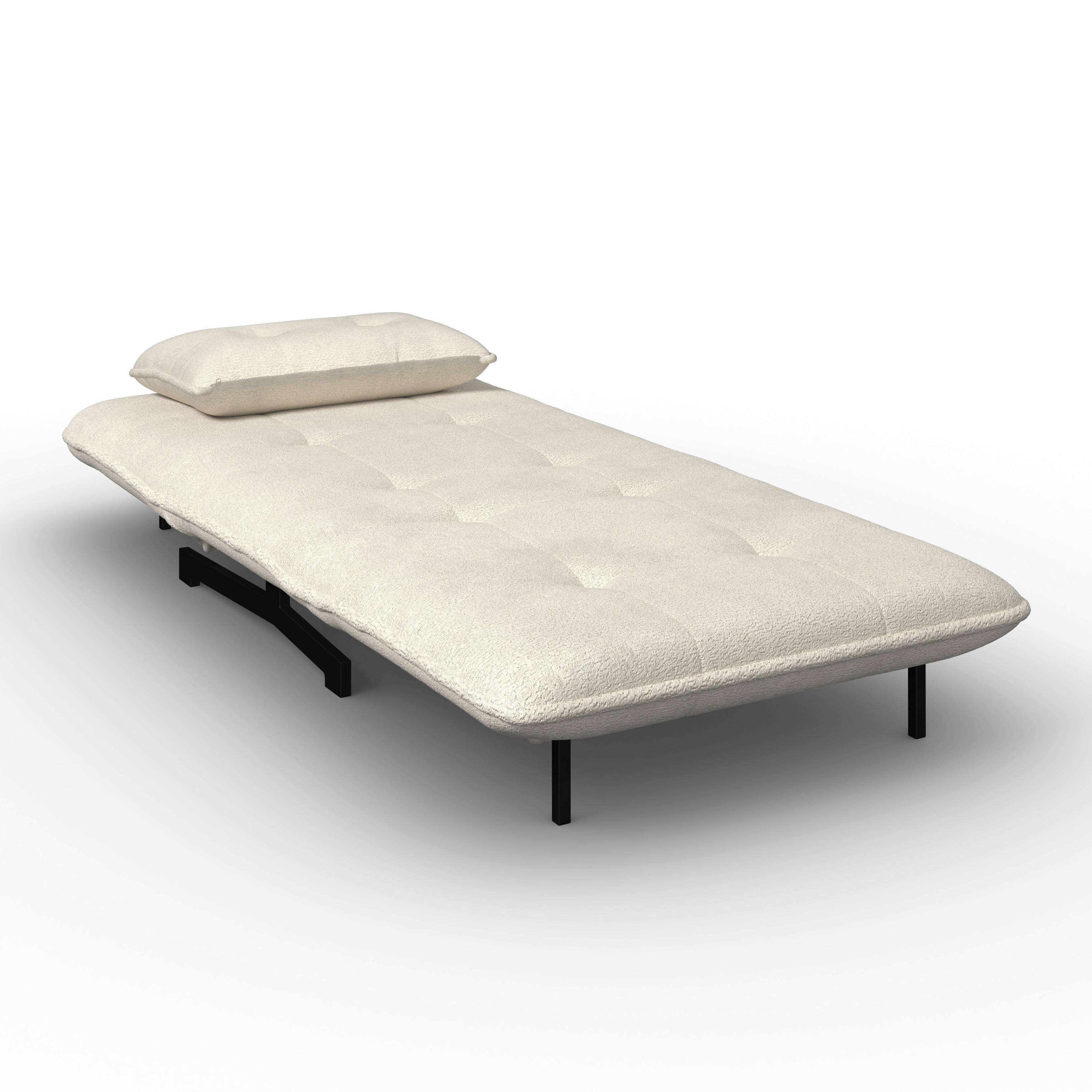 BÄDDFÅTÖLJ LUNA - vit/svart, Modern, metall/textil (92/86/80cm) - Bessagi Home