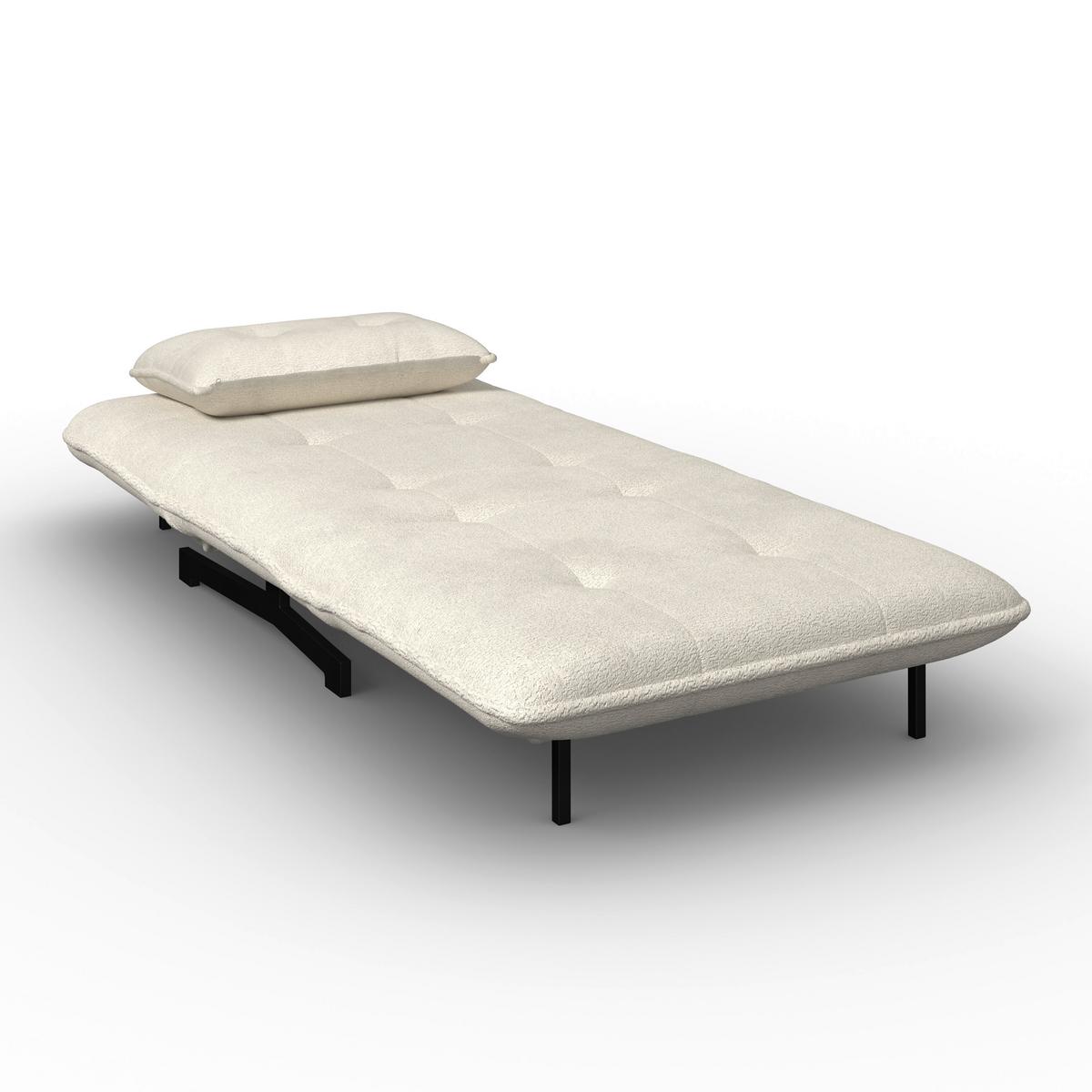 Schlafsessel Luna Bouclé Weiß - Schwarz/Weiß, MODERN, Textil/Metall (92/40/66cm) - Bessagi Home