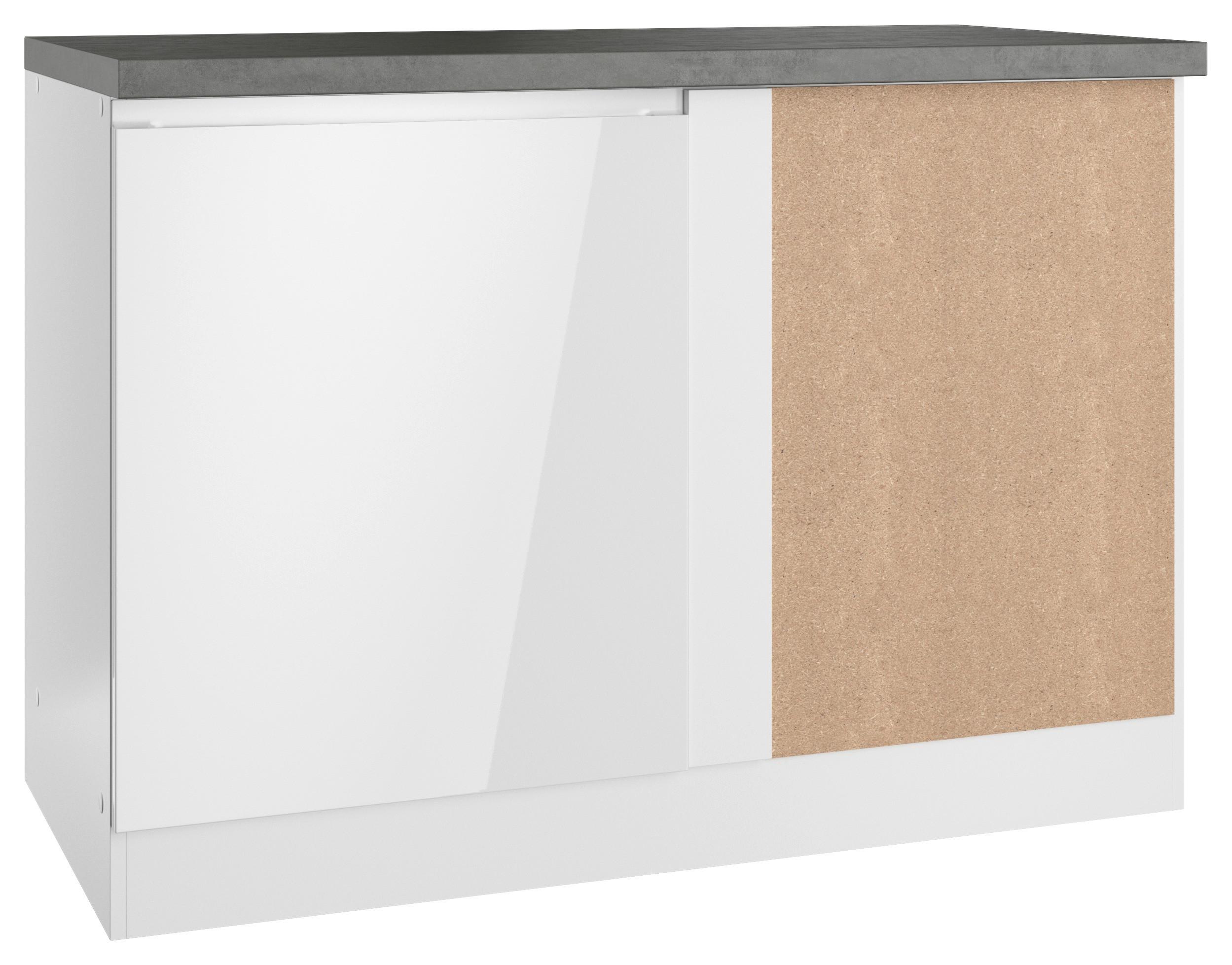 Eckunterschrank Monza ca. 120x86 cm Weiß/Grau - Weiß Hochglanz/Weiß, LIFESTYLE, Holzwerkstoff (120/86/60cm) - Held