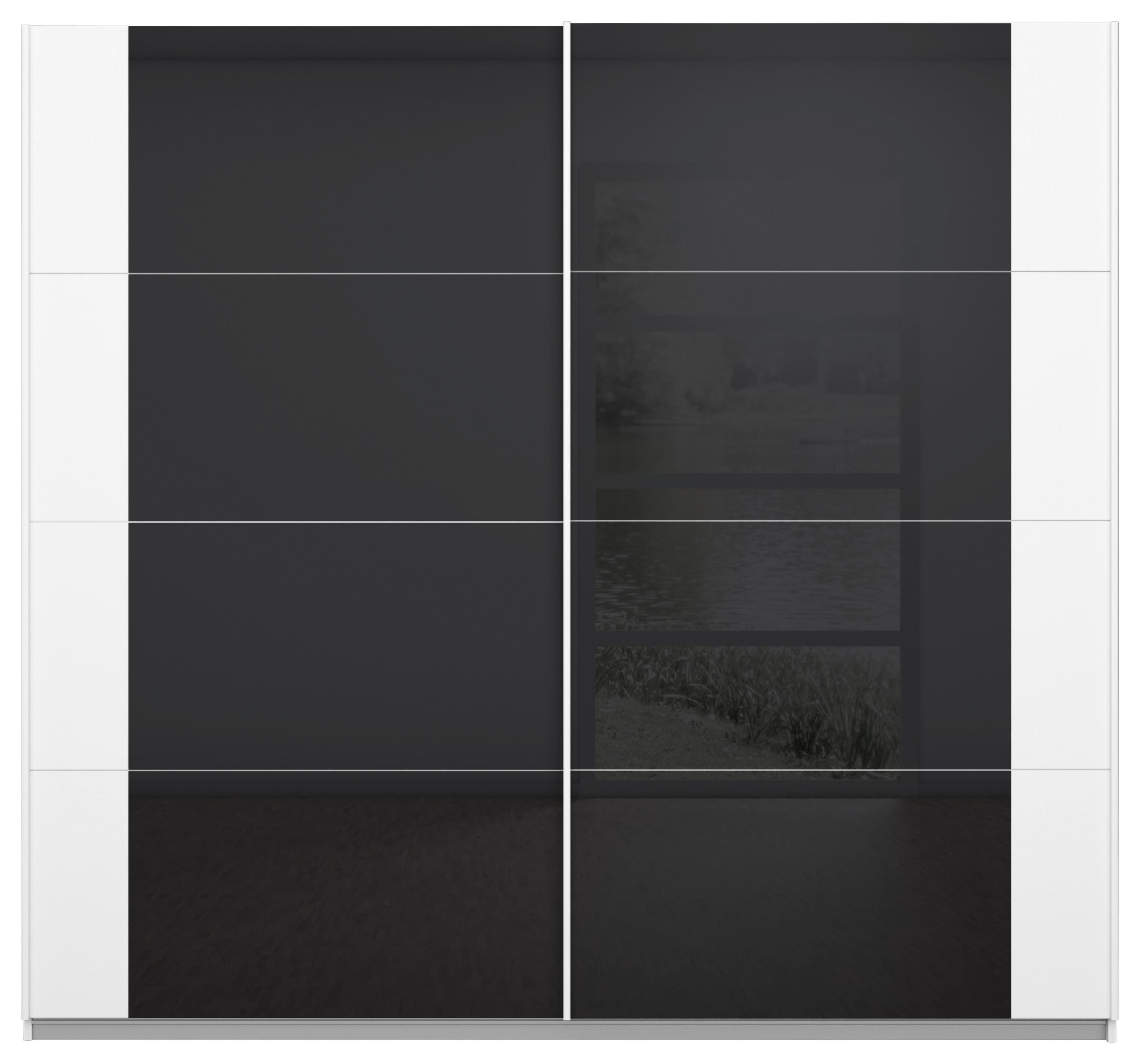 DULAP USI CULISANTE ARTEMIS - alb/antracit, Modern, sticlă/material pe bază de lemn (226/210/62cm) - Modern Living
