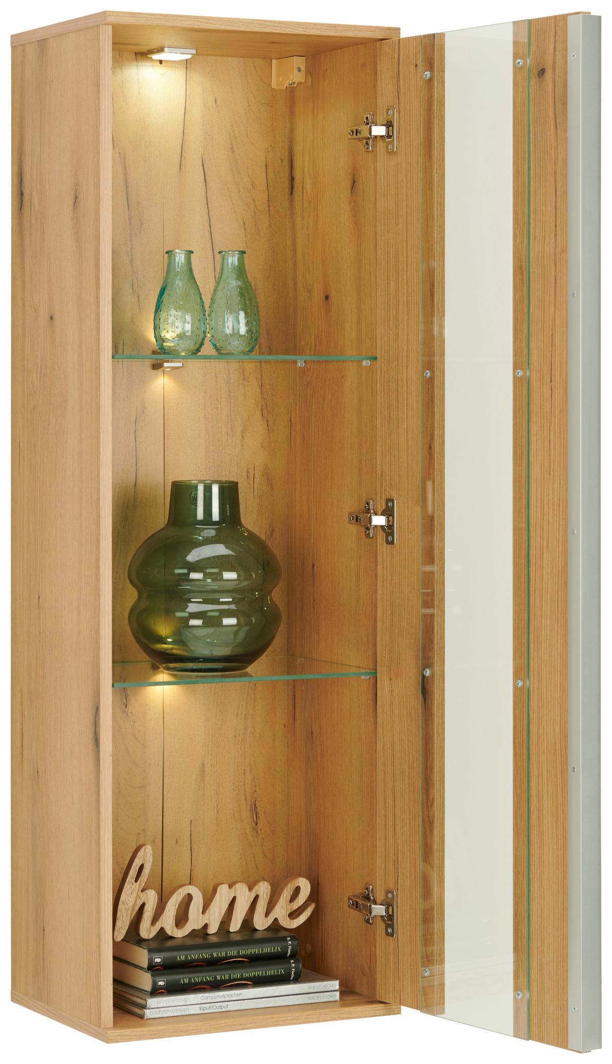 Viseča Vitrina Power, Barva Hrasta - barve hrasta/prozorno, Moderno, umetna masa/steklo (42,2/129,8/32cm) - Mömax