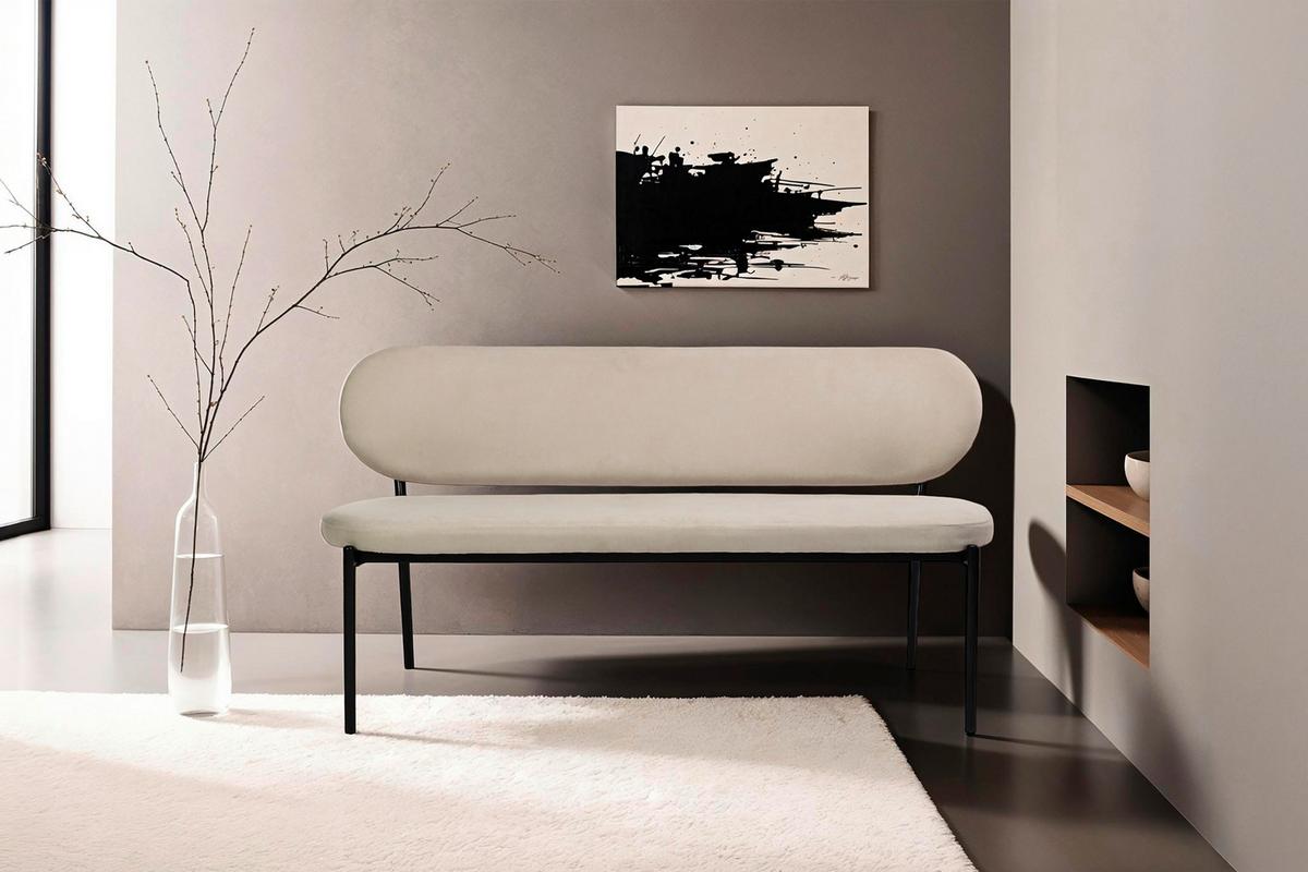 Sitzbank Jersey Taupe/Schwarz - Taupe/Schwarz, Design, Textil/Metall (160/82/62cm) - MID.YOU