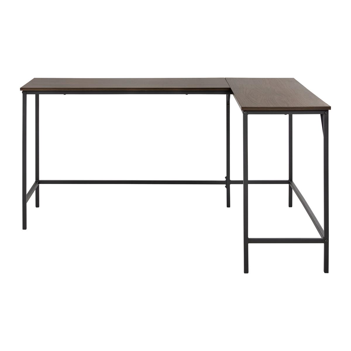 Eckschreibtisch Anabela Walnuss MDF ca. 120/150x50 cm - Walnussfarben/Schwarz, MODERN, Metall (120/150/50/75cm) - Bessagi Home