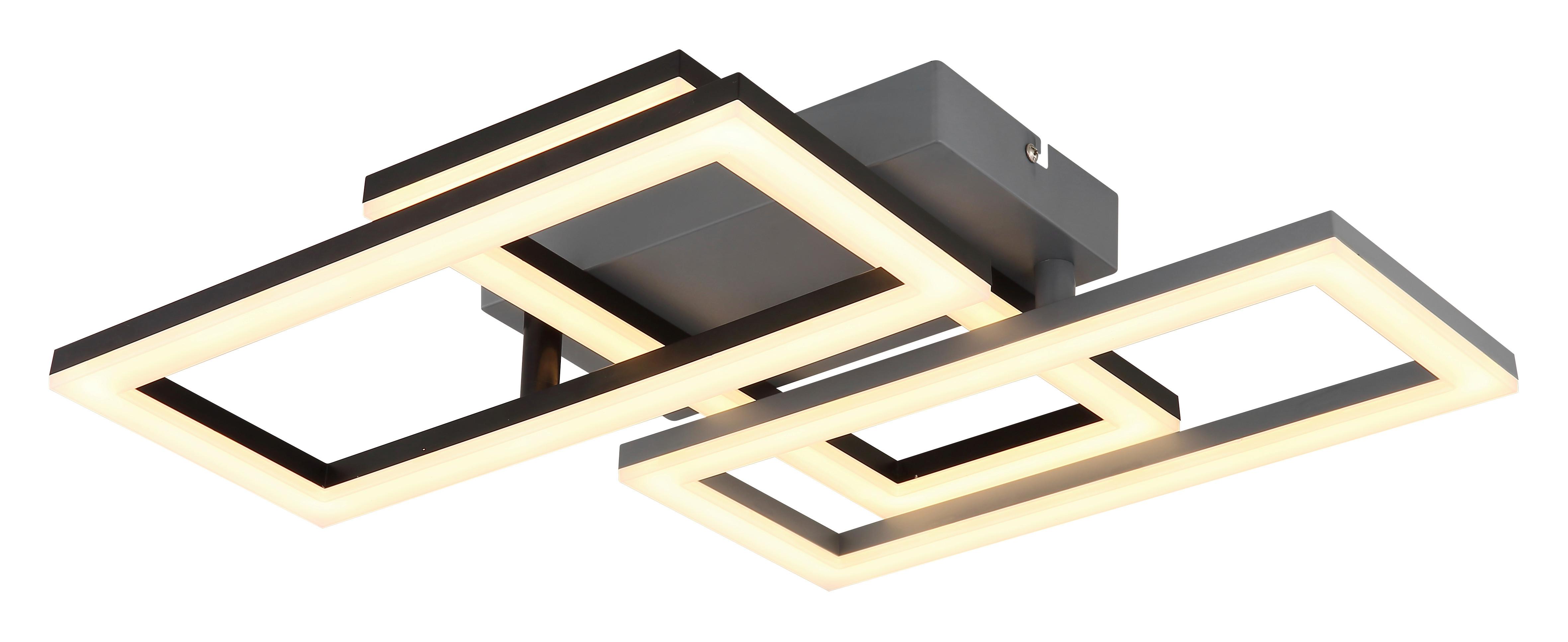 LED-Deckenleuchte Sapena Grau/Schwarz max. 15 Watt - Opal/Schwarz, Design, Kunststoff (61,4/34,1/9,3cm) - Globo