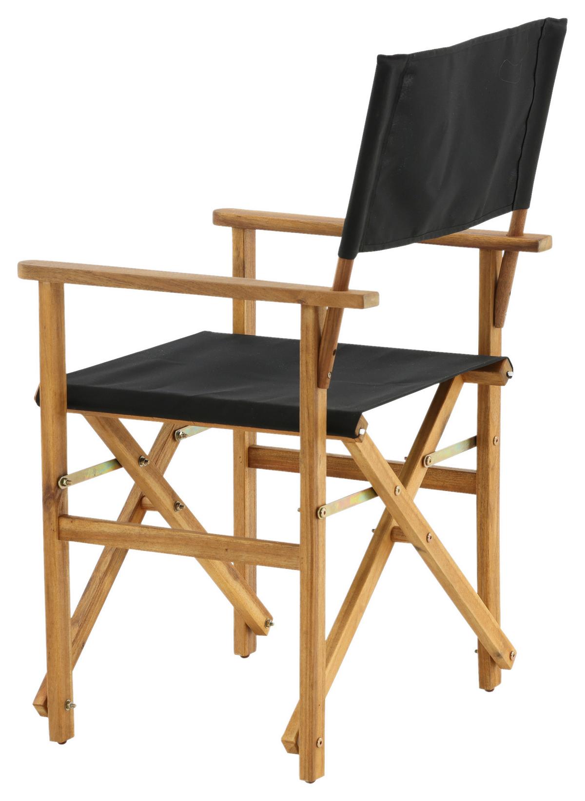 Klappstuhl Marion ca. 53x90x55 cm Akazie/Schwarz - Schwarz/Akaziefarben, KONVENTIONELL, Holz/Textil (53/90/55cm) - Gardenson