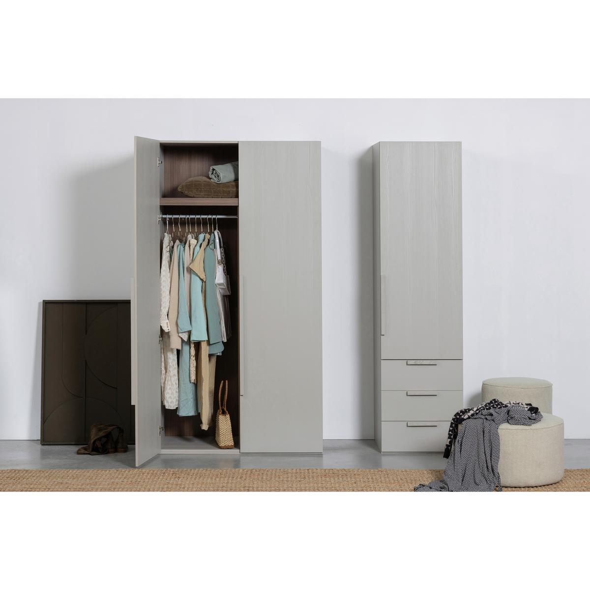 DREHTÜRENSCHRANK Rens, Grau B: 55 cm - Grau, Design, Holz (55/210/58cm) - Livetastic