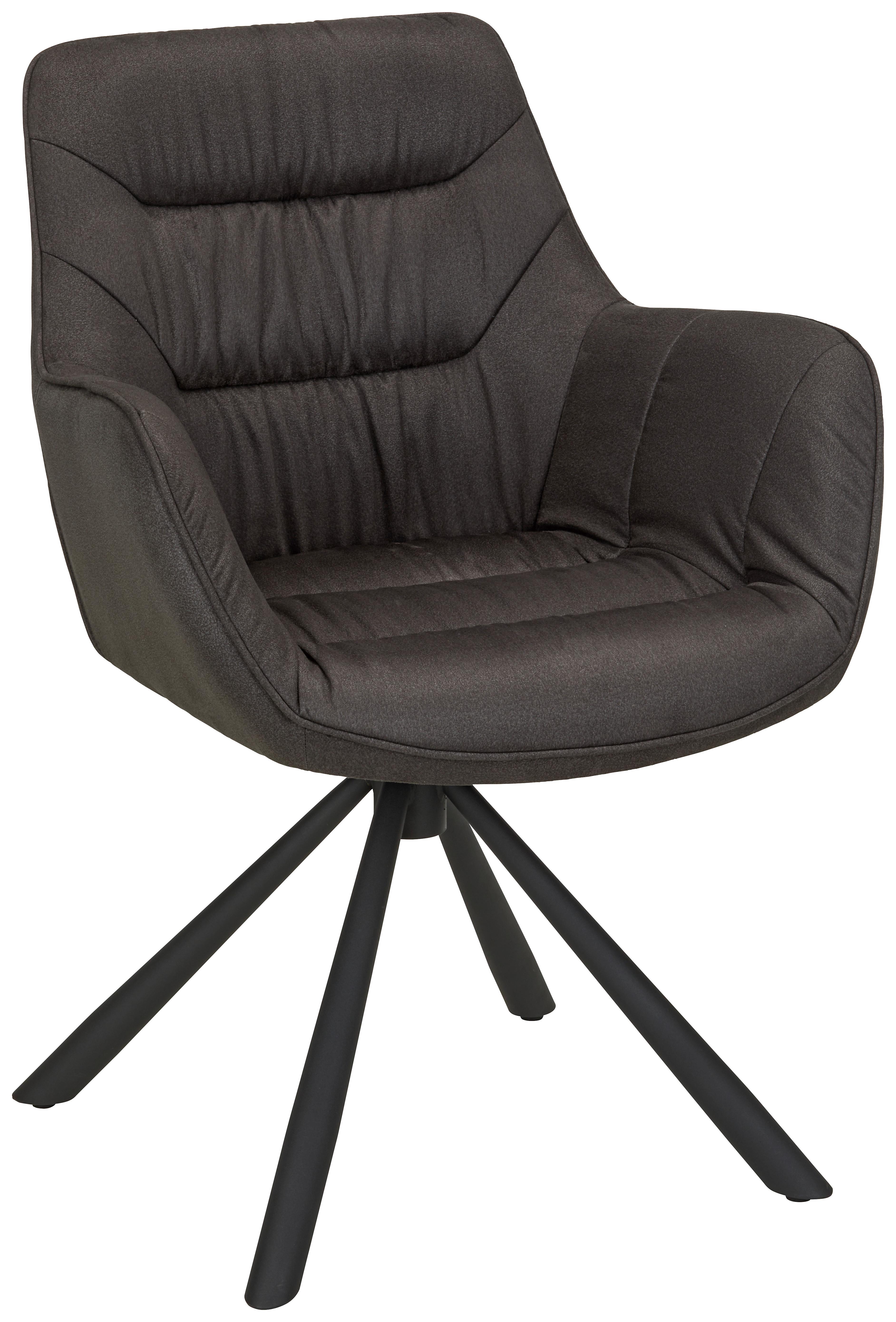 Armlehnstuhl in Grau/Schwarz - Schwarz/Grau, Modern, Textil/Metall (63,5/84/61,5cm) - Modern Living