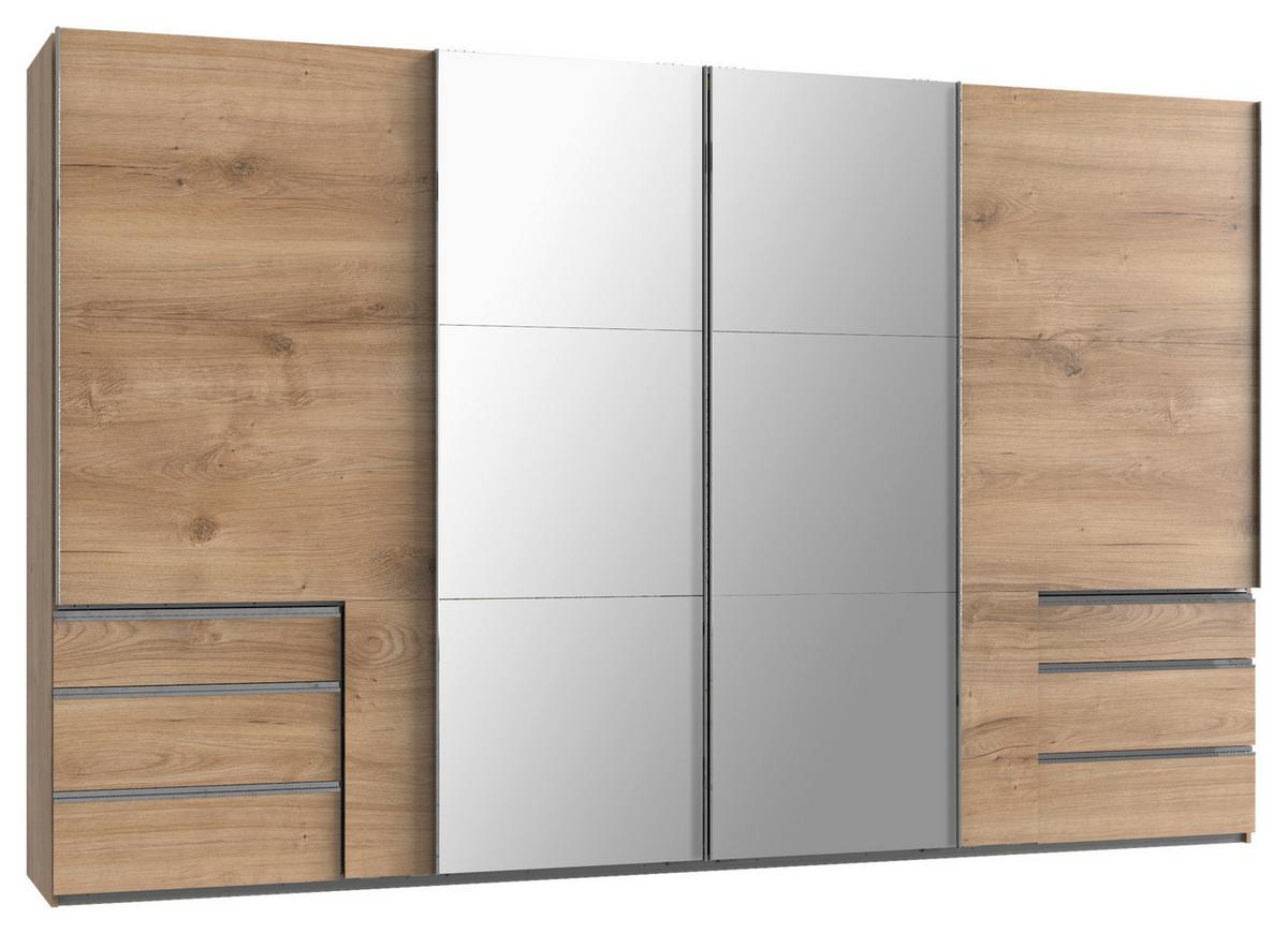 Ormar S Kliznim Vratima Level 36a - boje hrasta/boje kroma, Basics, drvni materijal/metal (350/216/65cm) - Modern Living