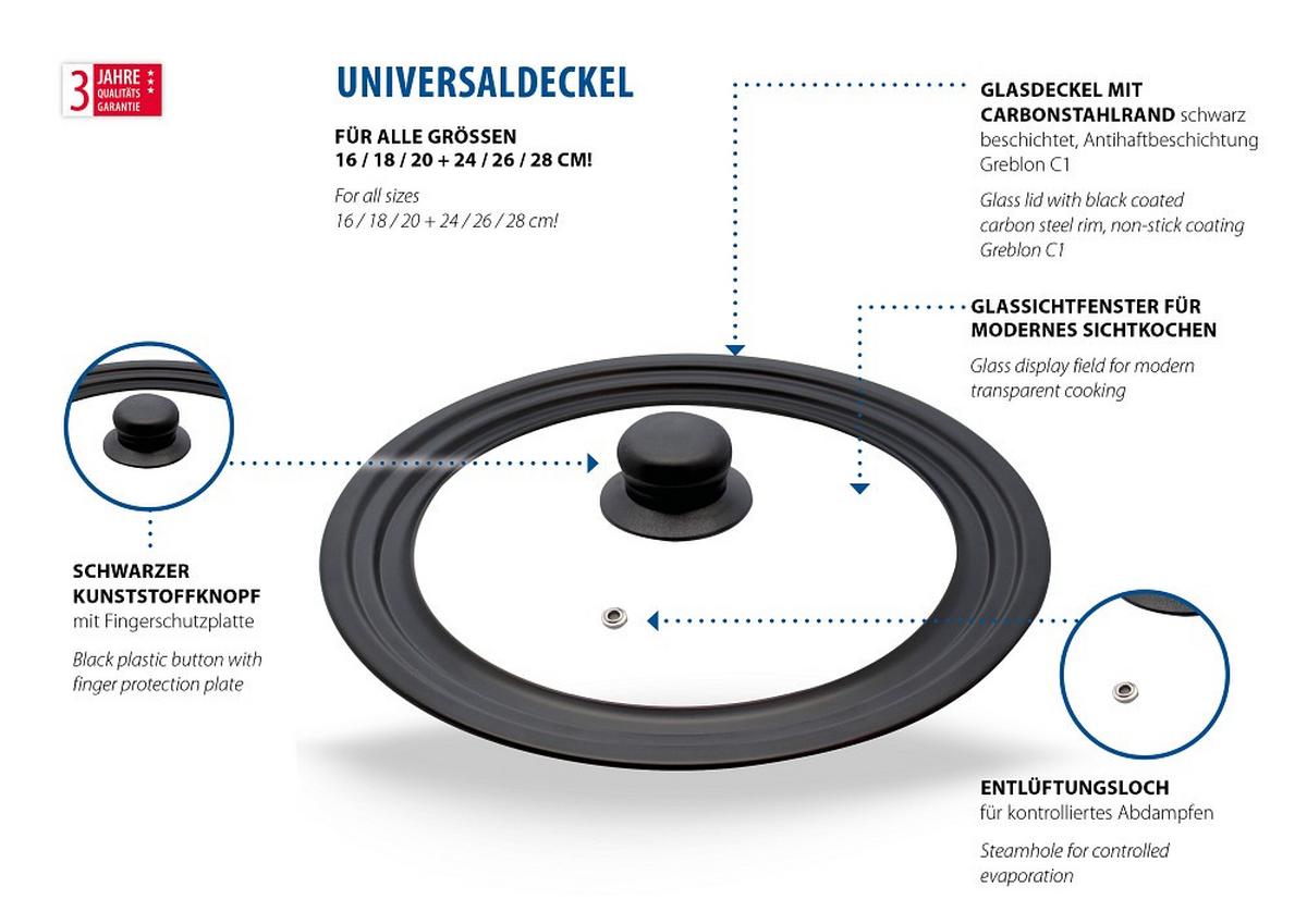 POKRYWKA DO GARNKA 40016 - przezroczysty, Basics, szkło (22/4/22cm) - ELO