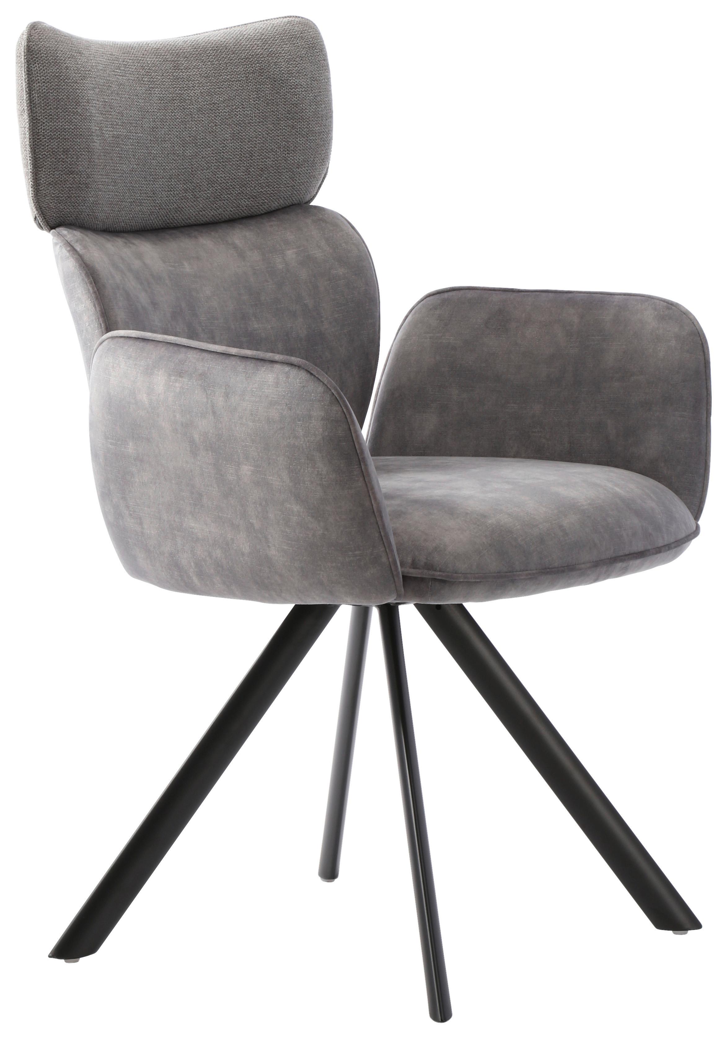 KRZESŁO Z PODŁOKIETNIKAMI GEROLD -HOM IN- - czarny/szary, Design, metal/tkanina (64,5/93/61cm) - Hom`in
