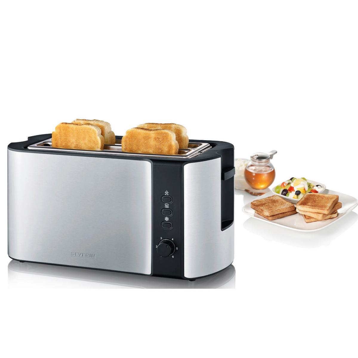 Toaster AT 2590 max. 1400 Watt - Edelstahlfarben/Schwarz, Kunststoff/Metall (38/16,5/19cm) - Severin