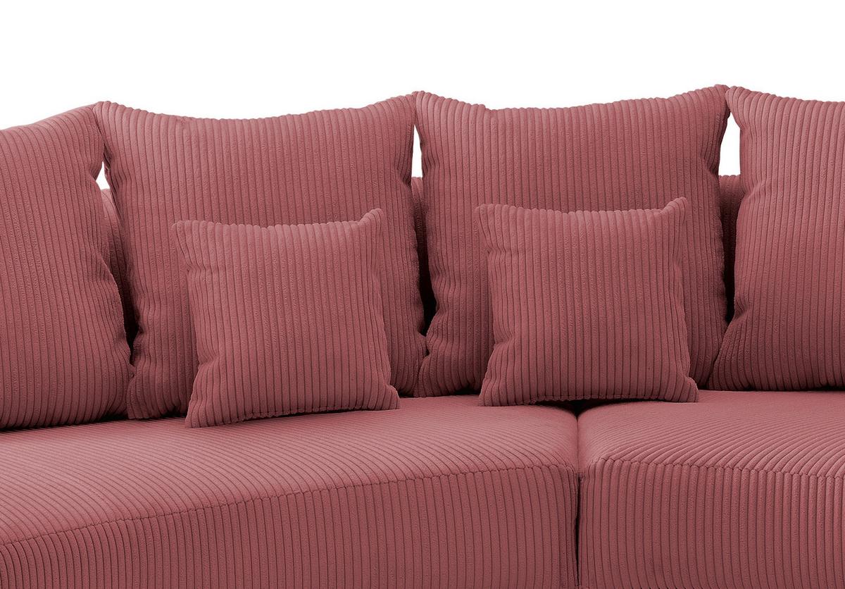 Wohnlandschaft Limoncello m. Hocker ca. 160x300 cm Koralle - Koralle/Schwarz, Design, Kunststoff/Textil (160/300cm) - Livetastic