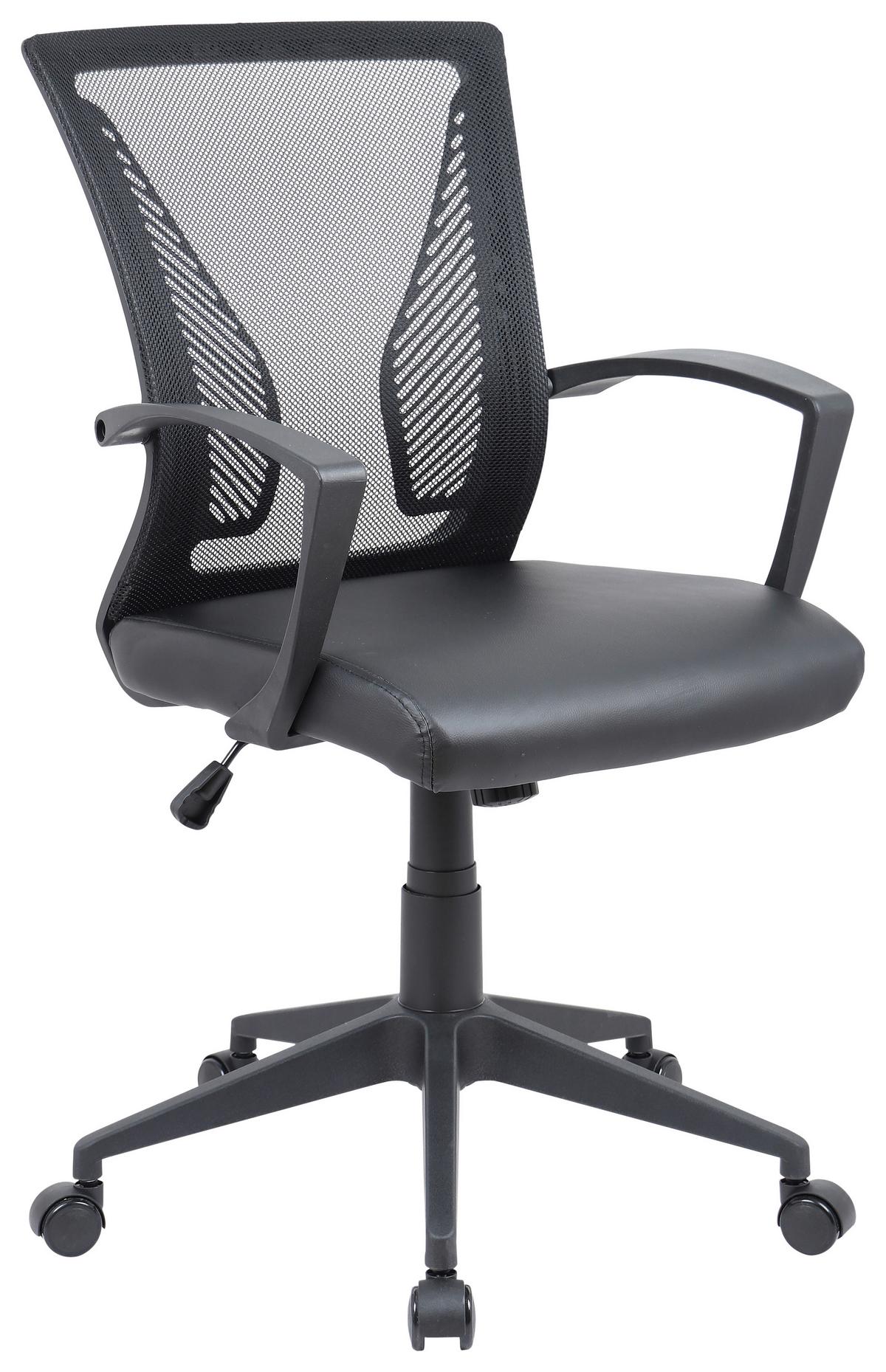 Drehstuhl Offilo Schwarz - Schwarz, KONVENTIONELL, Kunststoff/Metall (48/92/46cm)