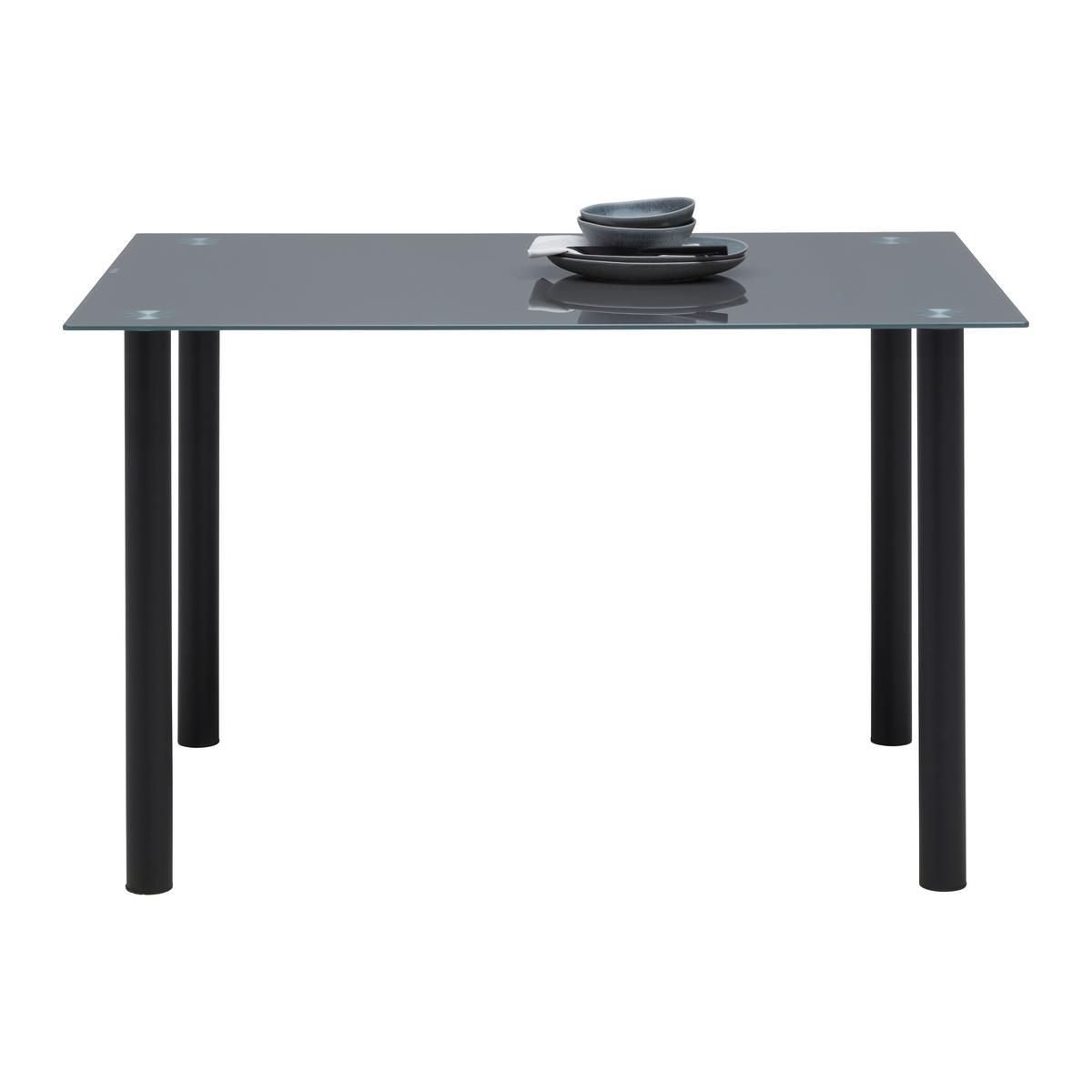 Esstisch Simon in Grau/Schwarz - Schwarz/Grau, Basics, Glas/Metall (120/76/80cm) - Mömax