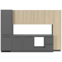 Bucatarie standard MILINO - culoare lemn stejar/grafit, Basics, material pe bază de lemn (330/230/60cm) - Visiona