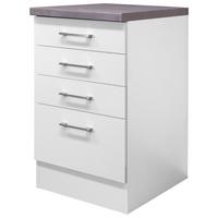 Schubkastenunterschrank Weiß - Edelstahlfarben/Weiß, MODERN, Holzwerkstoff/Metall (50/86/60cm) - FlexWell