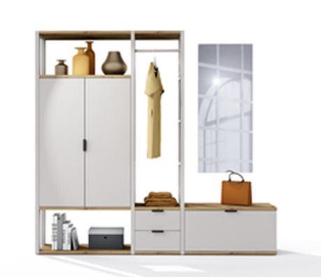 Ansamblu de hol PLUTEO/G-SET 3 - stejar Artisan/gri, Modern, material pe bază de lemn (209/195/34cm) - Premium Living