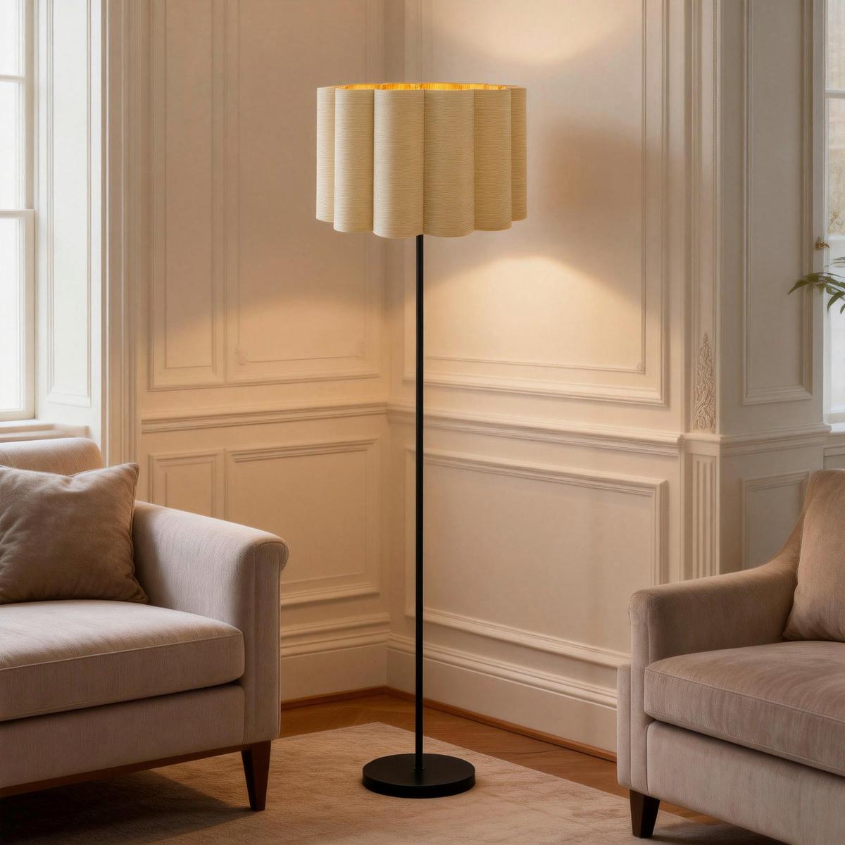 LAMPA STOJĄCA LUNA - beżowy/czarny, Trend, tworzywo sztuczne/metal (40/150cm) - Novel