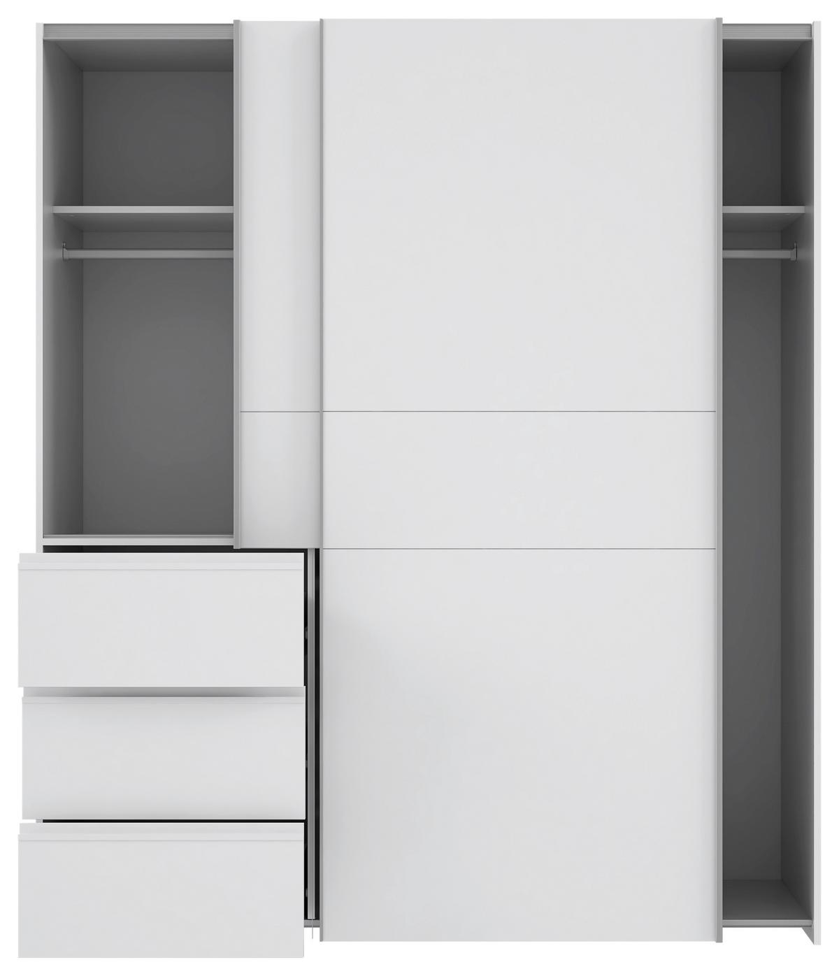 SZAFA PRZESUWNA/PODWIESZ.DRZWI WINN 2 BIAŁY 200CM - biały/kolor aluminiowy, Konventionell, materiał drewnopochodny/metal (200/200/61cm) - MID.YOU