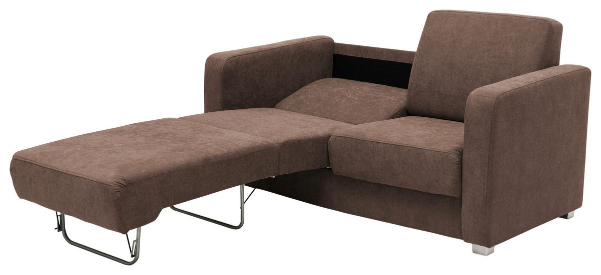 Schlafsofa Mia Braun Mikrofaser - Chromfarben/Braun, Design, Kunststoff/Textil (159/88/87cm) - Livetastic