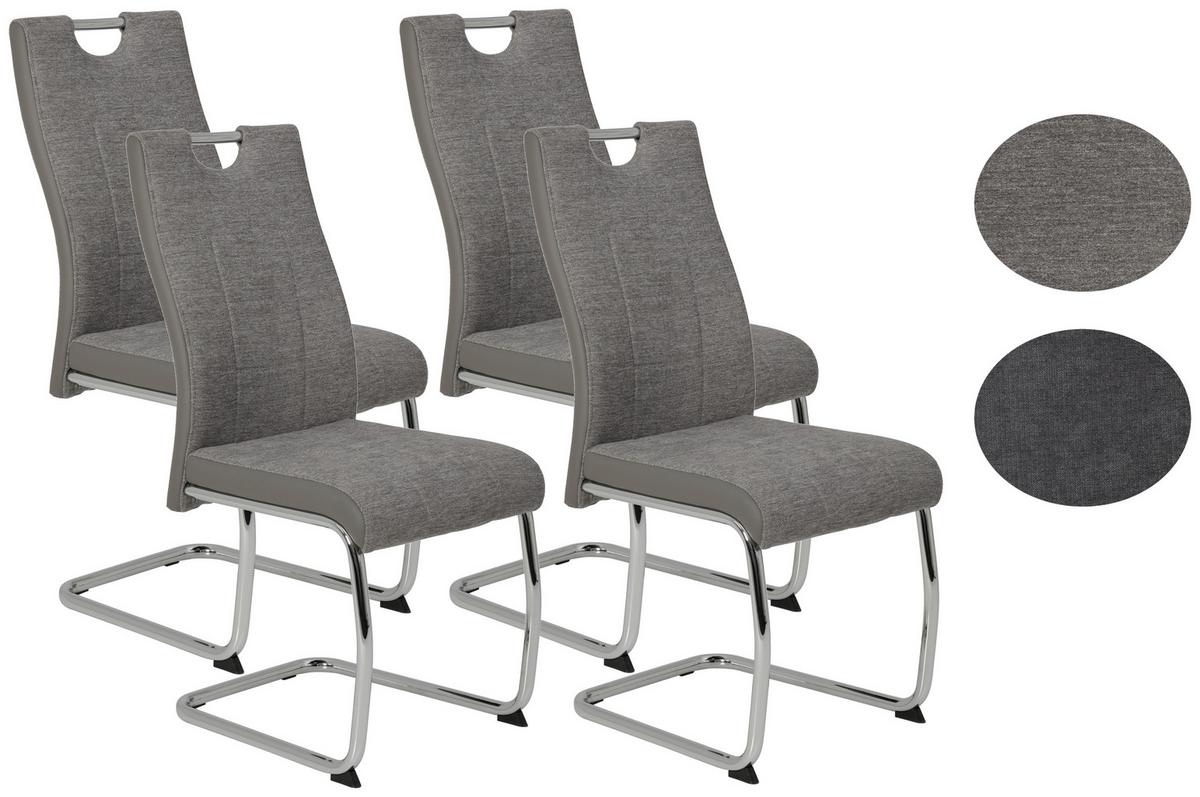 Schwingstuhl Alina 4er-Set Grau Webstoff - Chromfarben/Grau, MODERN, Textil/Metall (43/98/59cm) - MID.YOU
