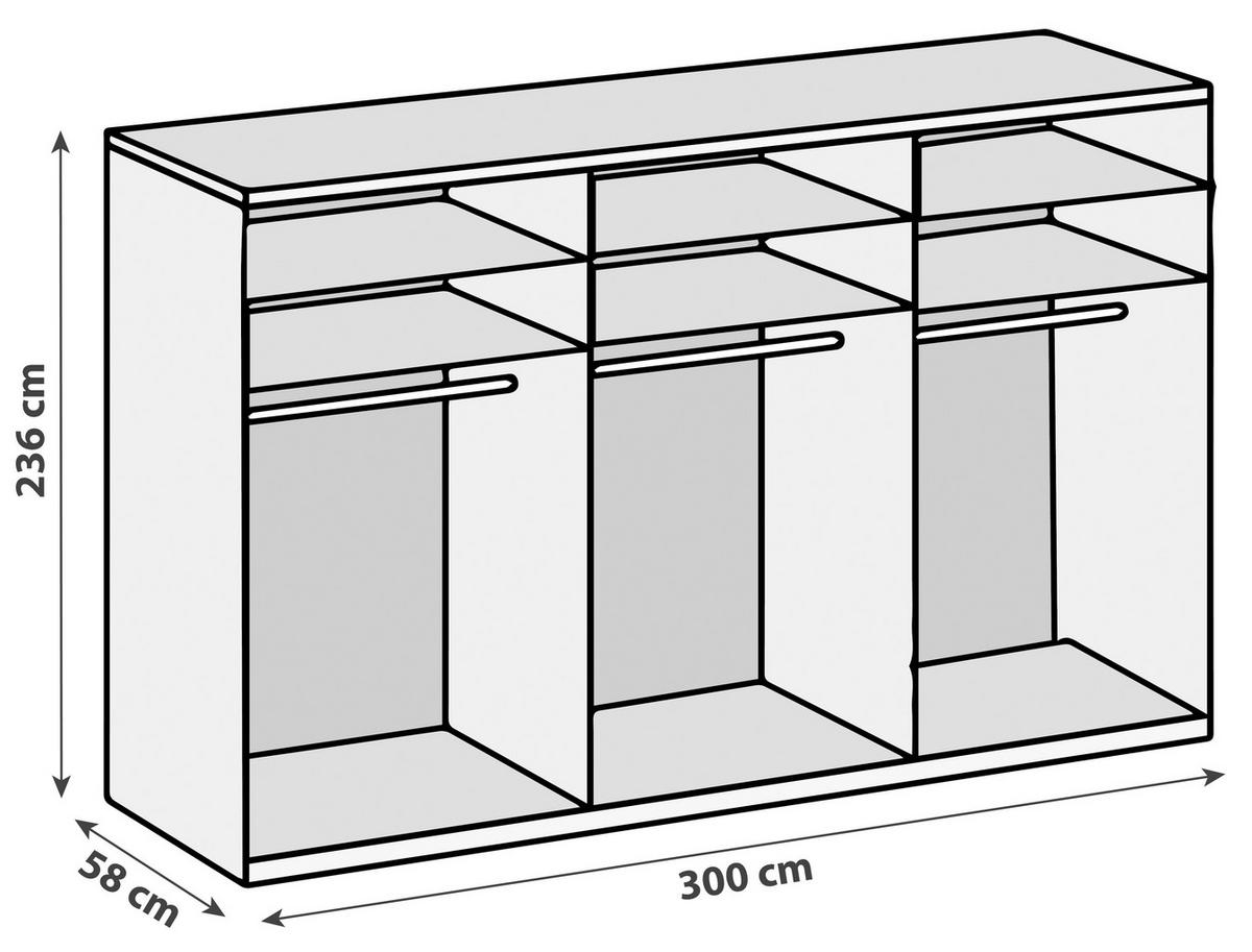Drehtürenschrank Level 36A ca. 300x236x58 cm Weiß - Chromfarben/Weiß, MODERN, Holzwerkstoff (300/236/58cm) - MID.YOU