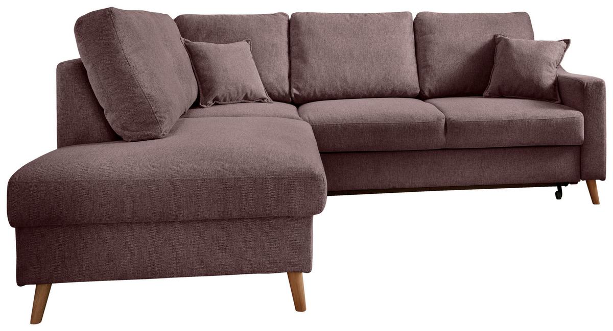 Wohnlandschaft Valentina Bordeaux Struktur - Bordeaux/Naturfarben, KONVENTIONELL, Holz/Textil (200/230cm) - P & B
