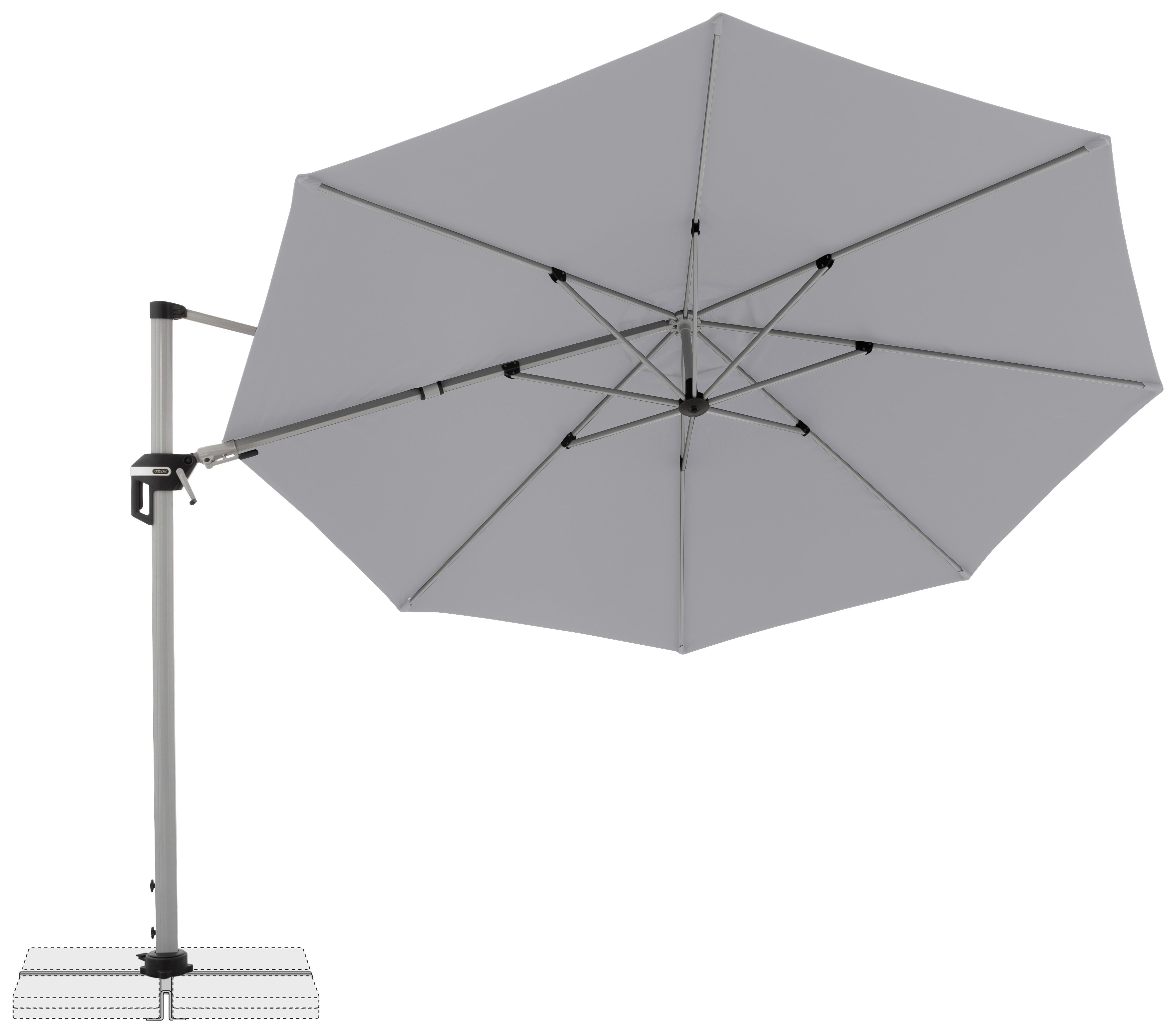 Ampelschirm Active Hellgrau ca. 370cm - Silberfarben/Hellgrau, Basics, Textil/Metall (370cm) - Doppler