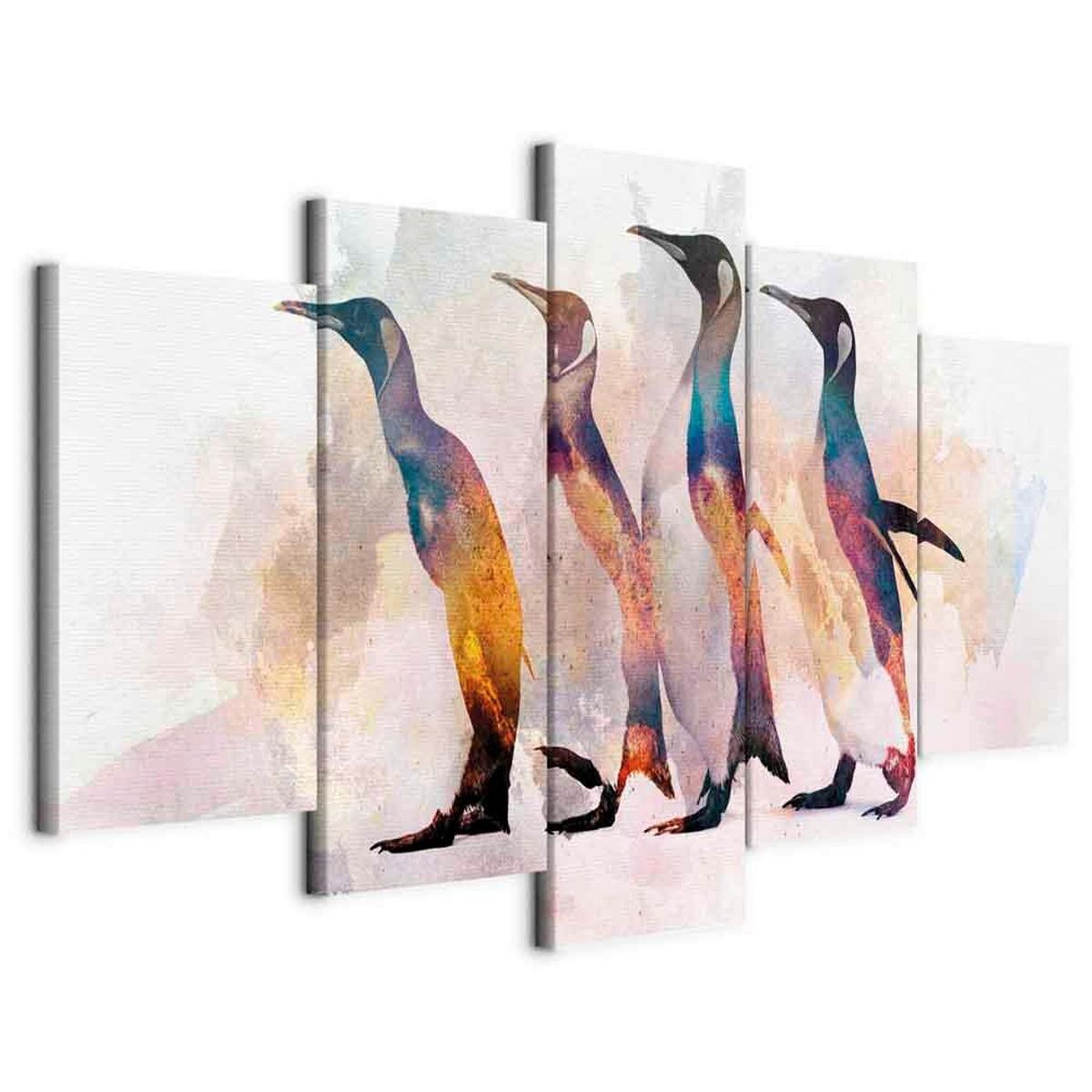 Slika Na Platnu Penguin Wandering - večbarvno, Basics, tekstil/leseni material (100/50/1.2cm) - artgeist