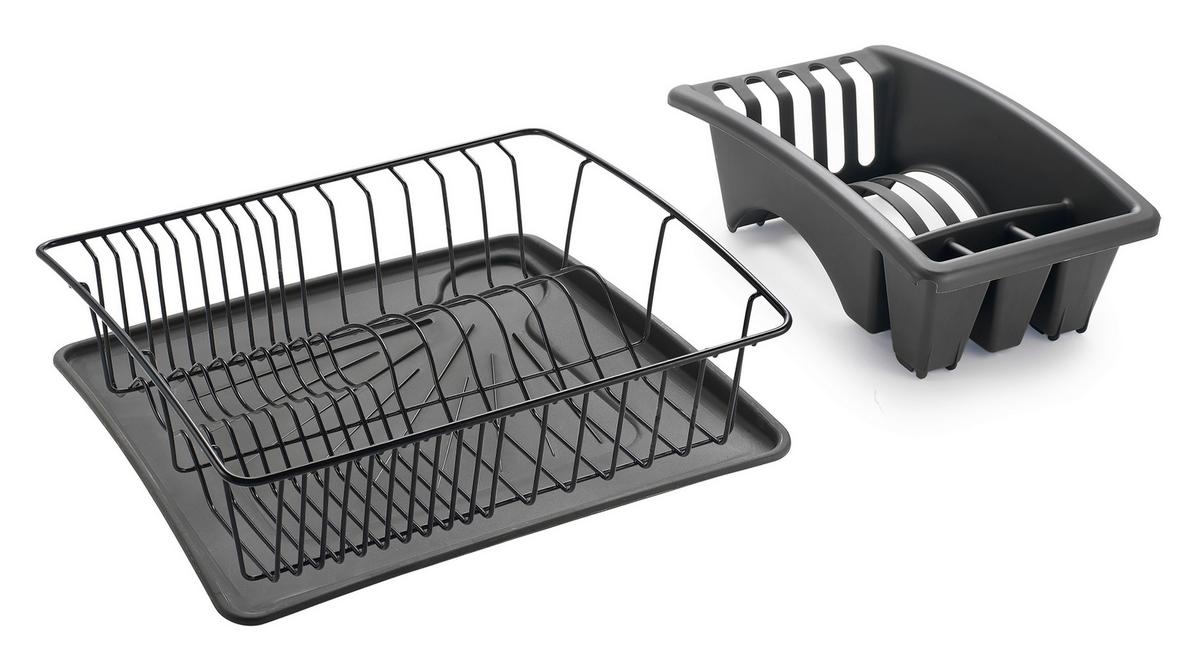 Edényszárító Aquanet Plus - fekete, Modern, fém (35/30/12cm)