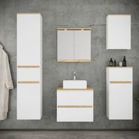 Badezimmer Cosila - Honigeiche/Weiss, Trend, Keramik/Holzwerkstoff (140cm) - MID.YOU
