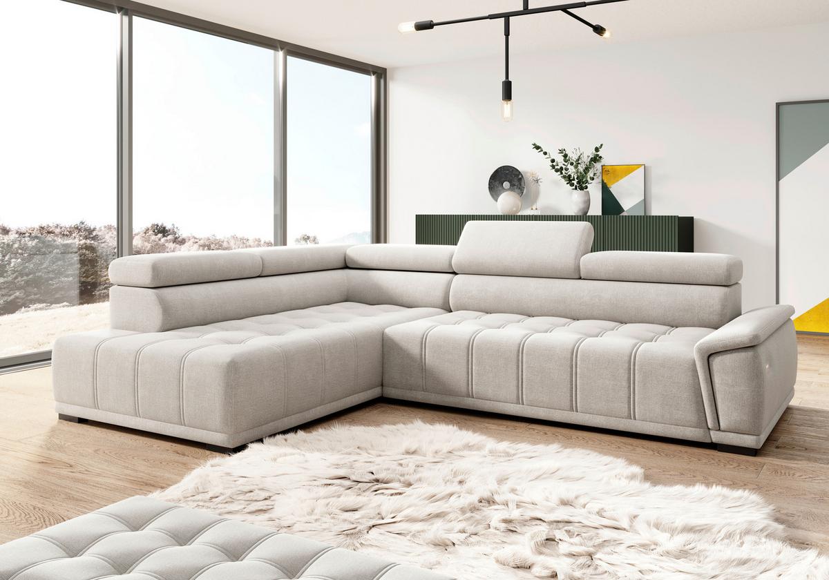 Kutna Garnitura Gremio - sivo-bijela/crna, Moderno, tekstil/plastika (106/283cm) - Modern Living