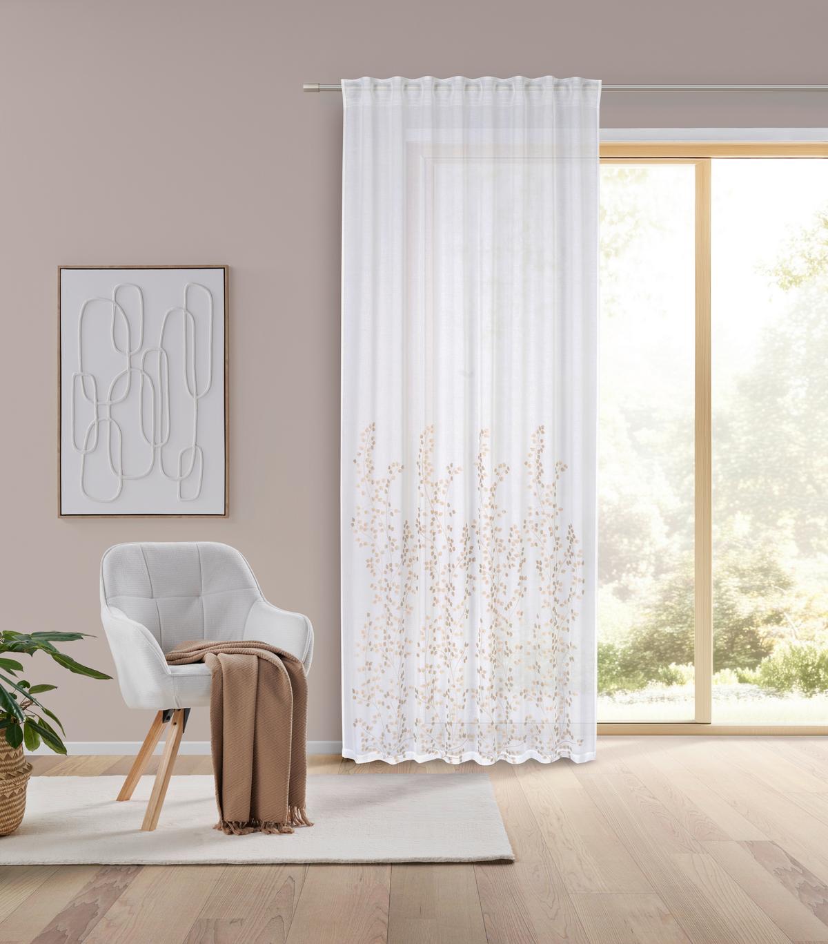 Končana Zavesa Livie - bež, Basics, tekstil (135/245cm) - Mömax