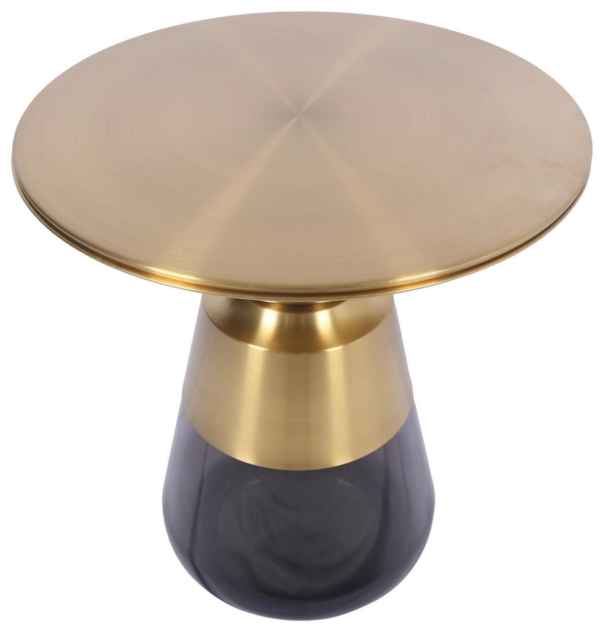 Beistelltisch Baily Grau/Goldfarben - Goldfarben/Grau, ROMANTIK / LANDHAUS, Glas/Metall (48/48/55cm) - Premium Living