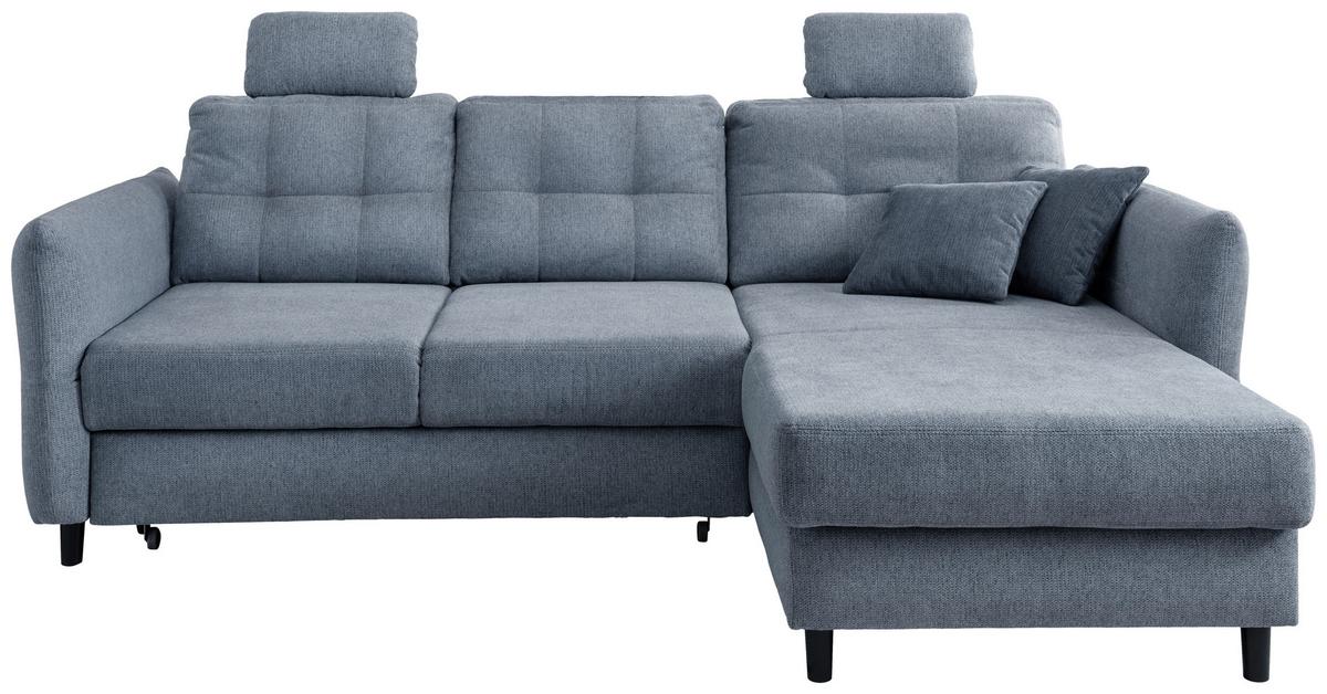 Wohnlandschaft Brizzini Hellblau Chenille - Blau/Schwarz, MODERN, Holz/Textil (250-280/176cm) - Livetastic