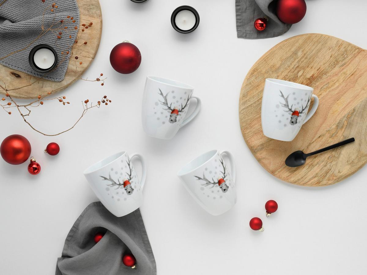 Set Skodelic Christmas Reindeer, 6-Delni - bela, Basics, keramika - Creatable