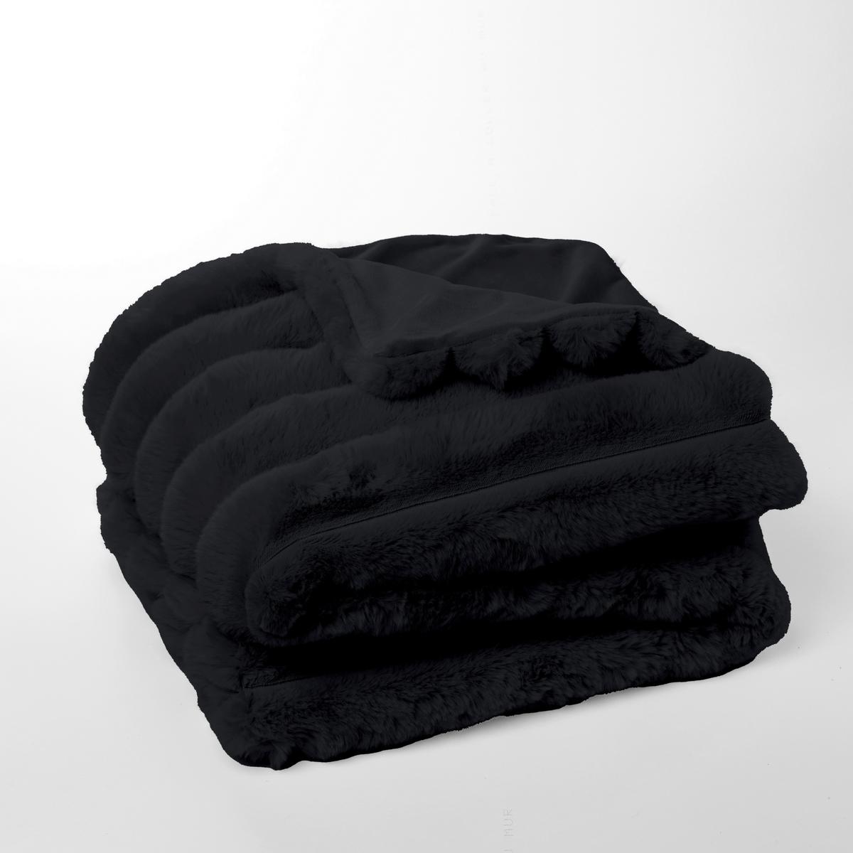 Pătură din blană ecologică Blanket Mokka Reglisse - negru, textil (130/180cm)