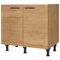 Spülenunterschrank Structura Eiche - Eichefarben/Schwarz, MODERN, Holzwerkstoff/Metall (90/87/56cm) - Nobilia
