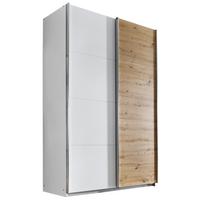 Omara Z Drsnimi Vrati Quadra, Barva Hrasta, Bela - barve aluminija/hrast artisan, Design, kovina/leseni material (136/210/62cm) - Carryhome