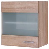 Kuhinjska Zgornja Omarica Samoa, Barva Hrasta - bela/barve aluminija, Konvencionalno, umetna masa/leseni material (50/54,8/32cm)