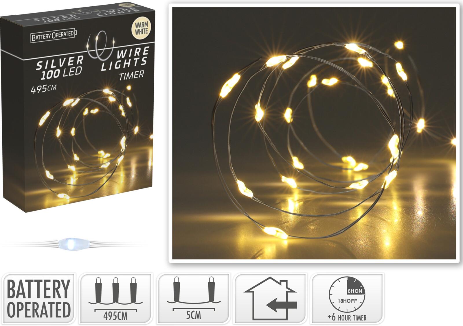 Fényfüzér 100db LED - műanyag (495cm)