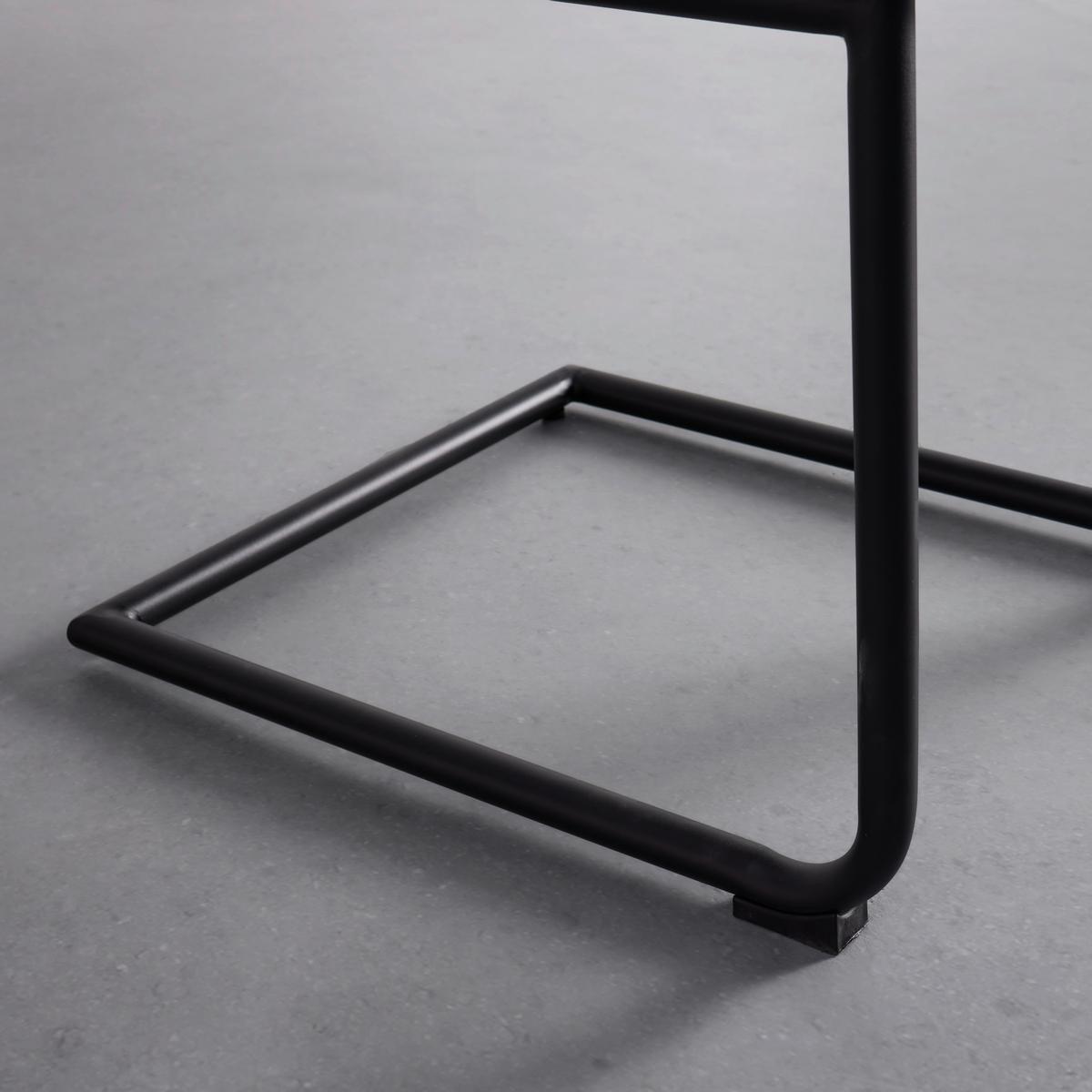 KRZESŁO NA PŁOZIE SARAH - czarny/szarobrązowy, Modern, metal/drewno (49/88/59cm) - Bessagi Home