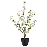 Kirschblütenzweig Kirschblüte Weiß ca. 64cm - Schwarz/Weiß, Basics, Kunststoff/Metall (64cm) - Mömax