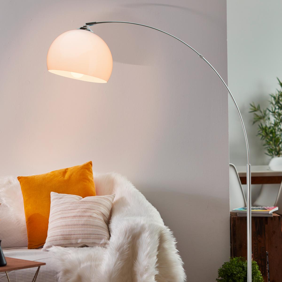 Bogenleuchte Vessa Weiß/Chromfarben max. 60 Watt - Chromfarben/Weiß, KONVENTIONELL, Kunststoff/Metall (166/30/122cm) - Brilliant